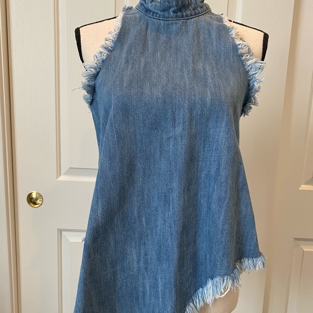 Denim Fringed Top